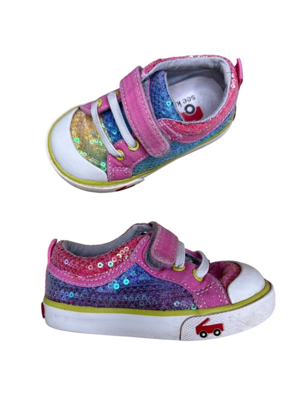Toddler 5 See Kai Run Rainbow Multi-color Iridescent Sequined Shoes Sneakers